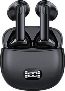 wireless earbuds meyer bluetooth headphones in over ear bluetooth 5.3 earphones with microphone, waterproof ear buds for workout sport running gym gaming, hifi stereo led display, usb-c, touch control