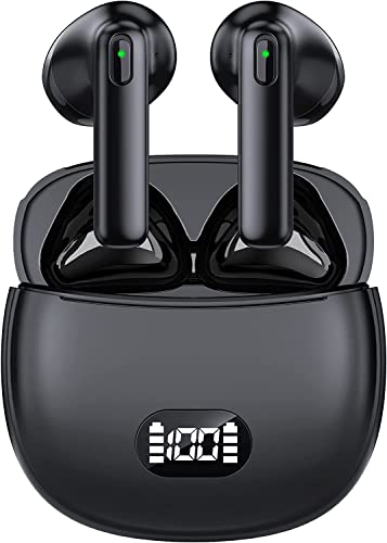 Wireless Earbuds meyer Bluetooth Headphones In Over Ear Bluetooth 5.3 Earphones with Microphone, Waterproof Ear Buds for Workout Sport Running Gym Gaming, HiFi Stereo LED Display, USB-C, Touch Control