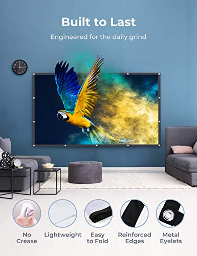 100 inch Projection Screen, 16:9 Foldable Anti-Crease Portable Projector Movies Screens Double Sided Video Projector Screen for Home, Party, Office, Classroom