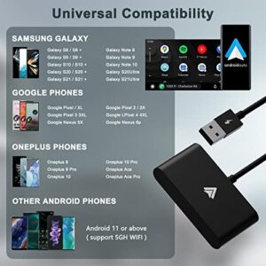 Android Auto Wireless Adapter Akcord A2A Dongle, fit for Cars and Stereo Systems That Support Wired Android Auto, Plug & Play Connect wirelessly Easy Setup, No Cord No Problem, for Android Phones