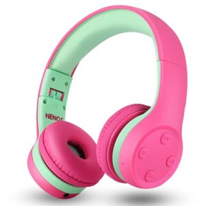 Nenos Bluetooth Kids Headphones Wireless Kids Headphones 93dB Limited Volume Wireless Headphones for Kids Boys Girls School Headphones Classroom (Pink)