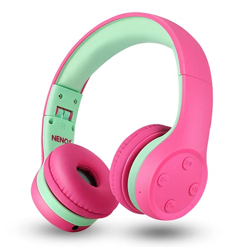 Nenos Bluetooth Kids Headphones Wireless Kids Headphones 93dB Limited Volume Wireless Headphones for Kids Boys Girls School Headphones Classroom (Pink)