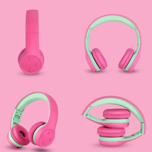 Nenos Bluetooth Kids Headphones Wireless Kids Headphones 93dB Limited Volume Wireless Headphones for Kids Boys Girls School Headphones Classroom (Pink)