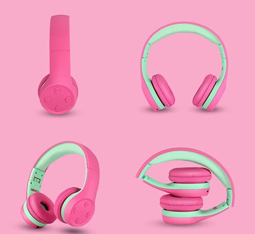 Nenos Bluetooth Kids Headphones Wireless Kids Headphones 93dB Limited Volume Wireless Headphones for Kids Boys Girls School Headphones Classroom (Pink)