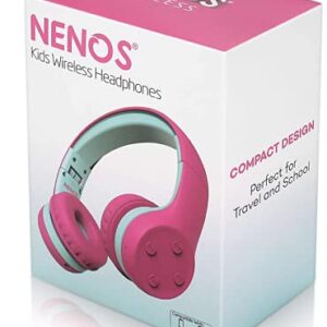 Nenos Bluetooth Kids Headphones Wireless Kids Headphones 93dB Limited Volume Wireless Headphones for Kids Boys Girls School Headphones Classroom (Pink)