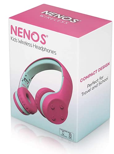 Nenos Bluetooth Kids Headphones Wireless Kids Headphones 93dB Limited Volume Wireless Headphones for Kids Boys Girls School Headphones Classroom (Pink)