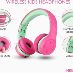 Nenos Bluetooth Kids Headphones Wireless Kids Headphones 93dB Limited Volume Wireless Headphones for Kids Boys Girls School Headphones Classroom (Pink)