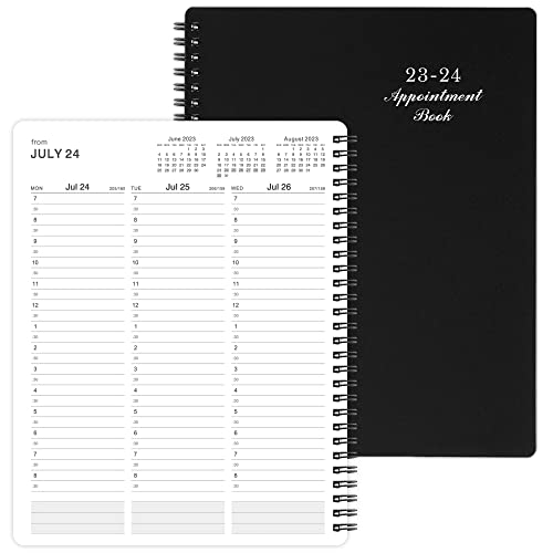 2023-2024 Weekly Appointment Book & Planner - 2023-2024 Daily Hourly Planner, July 2023 - June 2024, 8" x 10", Half Hour (30 Mins) Interval, Twin-Wire Binding, Lay-Flat, Round Corner, Thick Paper