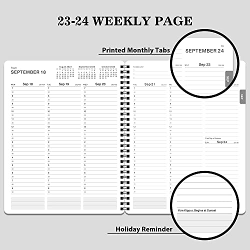 2023-2024 Weekly Appointment Book & Planner - 2023-2024 Daily Hourly Planner, July 2023 - June 2024, 8" x 10", Half Hour (30 Mins) Interval, Twin-Wire Binding, Lay-Flat, Round Corner, Thick Paper