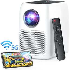 mini projector, 5g wifi mini projector, portable bloblo 4k mini projector native 1080p with 9500l lumen and 5w stereo speaker for home and outdoor party/ios/android/laptop/tv stick