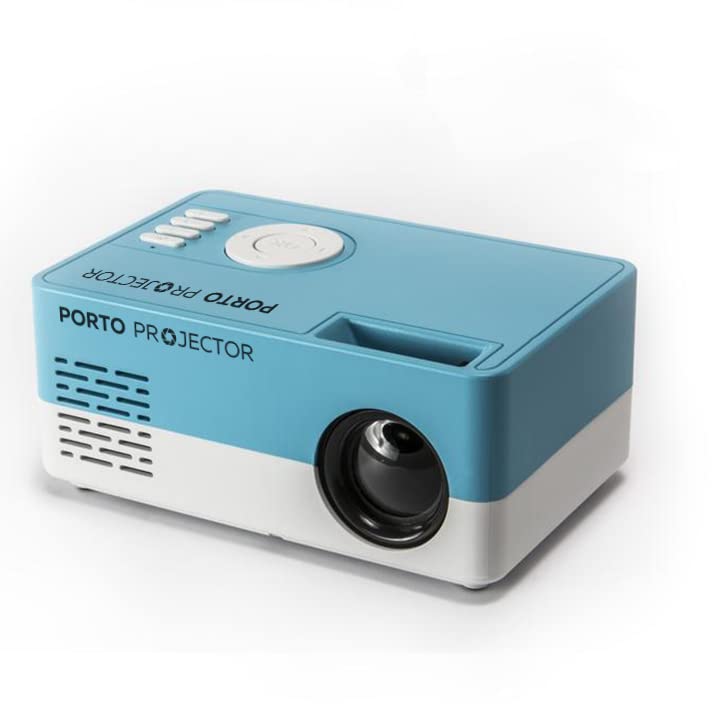 PortoProjector - Portable Mini Movie Projector - Smart Home Projectors - Compatible with Any Device, HDMI, USB, AV Cord, 3.5mm Jack - Indoor and Outdoor Use (Blue)