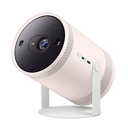 SAMSUNG 30”- 100” The Freestyle Smart Portable Projector, FHD, HDR, SP-LSP3BLAXZA with a SAMSUNG The Freestyle Skins for Smart Portable Projector, Device Cover Sleeve, 2022 Model, Blossom Pink (2022)