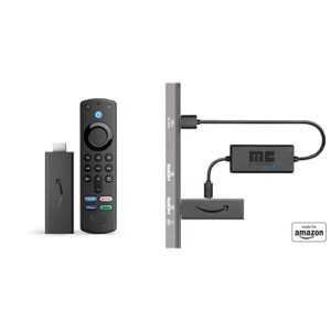 fire tv stick with alexa voice remote bundle. includes fire tv stick with alexa voice remote (includes tv controls), hd streaming device & made for amazon usb power cable