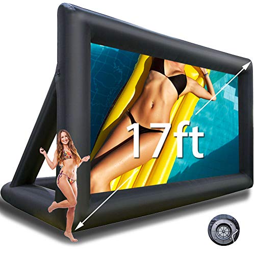 Yimukaka 17FT Inflatable Movie Screen with Stand for Outside-Support Rear Projection-Stable Outdoor Frame-Outdoor Movie Screen with Built-in Fan