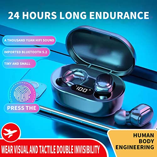 Anmery Wireless Earbuds with Wireless Charging Case Wireless Bluetooth 5.2 in Ear Built-in Microphone Headset Noise Cancelling Headphones Premium Sound for Sports Black