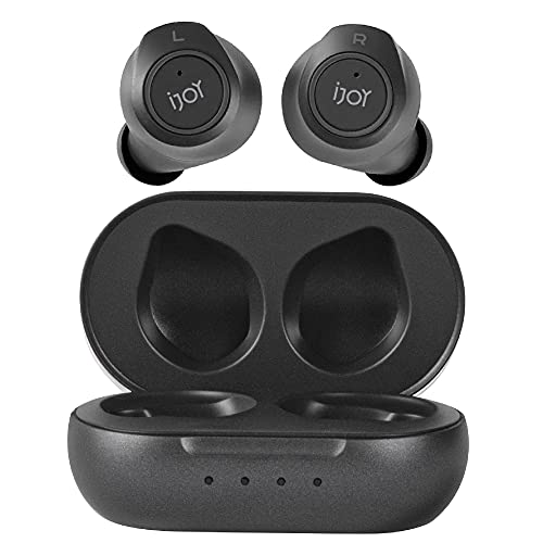 iJoy Premium Gravity TWS Earbuds Wireless Bluetooth 5.0 Compatible in-Ear Headset with Built-in Mic & Portable Recharging Case - IPX4 Waterproof & Sweatproof Design for Sports- Long Battery Life