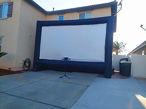 QILEBA 24 Feet Inflatable Outdoor Indoor Projector Movie Screen, Portable Blow Up Cinema Projection Screen, with Air Blower, Tie-Downs and Storage Bag, for Backyard Pool Party Movie Nights