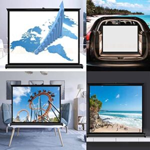 LISSY Portable Projector Screen 30/40/50 Inch Mobile Tabletop Projection Screen Manual Pull Up HD Screen for Travel Camping Business Home Cinema (Size : 40inch-16:9)