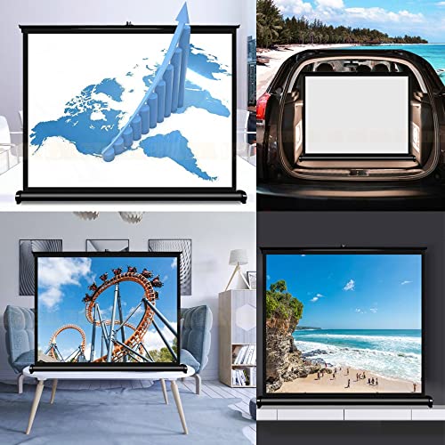 LISSY Portable Projector Screen 30/40/50 Inch Mobile Tabletop Projection Screen Manual Pull Up HD Screen for Travel Camping Business Home Cinema (Size : 40inch-16:9)