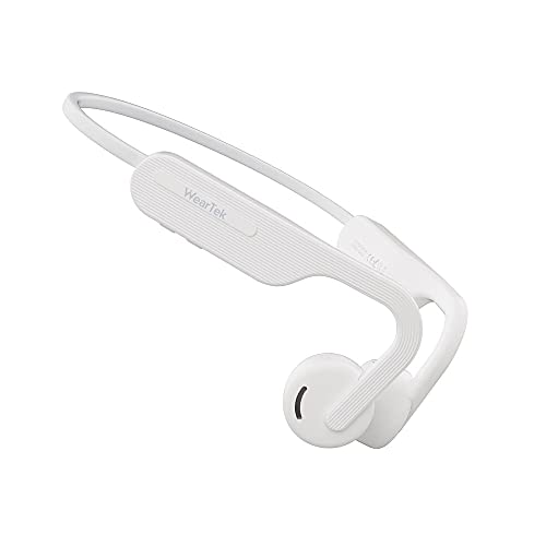 WearTek X14ProMax Open Ear air Conduction Headphones, 15hours Playtime, Wireless Bluetooth 5.0, USB Type-C Charging, Sweatproof for Running, Bicycling, Hiking (White)