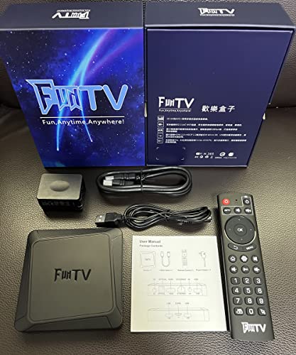 HTV Box funtv Box Chinese 2023 Funtv5 Box Voice 最新五代 智能语音版 中文电视盒子 機頂盒 最新 高端 海外家庭必备 電視盒子 300+ 中港台頻道 直播 5天回放 華語 粵語 100k+ 海量高清影視劇集免費看