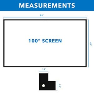 MOUNT-IT! 100 Inches Fabric Projector Screen | Foldable, Anti-Crease, 16:9 HD Movie Screen for Indoor and Outdoor Activities | Wall Mounted or Pole Mounted (Matte White)