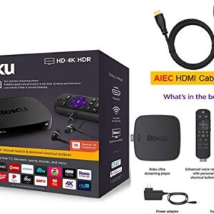 Roku Ultra Streaming Media Player 4K/HD/HDR | Premium JBL Headphones | Enhanced Voice Remote with TV Controls and Shortcuts | HDMI, Ethernet, and Micro SD Ports | 4K HDMI Cable Bundle