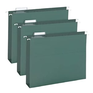 HERKKA Extra Capacity Hanging File Folders, 30 Pack Reinforced Hang Folders with Heavy Duty 1 Inch Expansion, Designed for Bulky Files, Medical Charts, Letter Size, Green