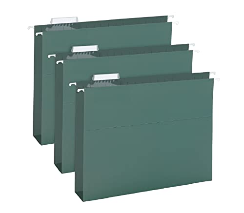 HERKKA Extra Capacity Hanging File Folders, 30 Pack Reinforced Hang Folders with Heavy Duty 1 Inch Expansion, Designed for Bulky Files, Medical Charts, Letter Size, Green