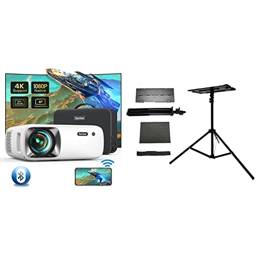 5G WiFi Outdoor Bluetooth Projector 4K Supported Native 1080P Projector & Sovboi Projector Tripod Stand