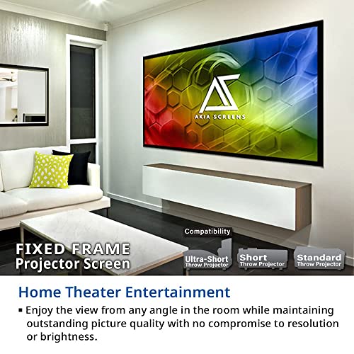 Akia Screens Fixed Frame Projector Screen 135inch 16:9 8K 4K Ultra HD 3D Ready Wall Mount CINEWHITE UHD-B 135" Projection Screen for Indoor Movie Video Home Theater Cinema Office AK-FF135WH2