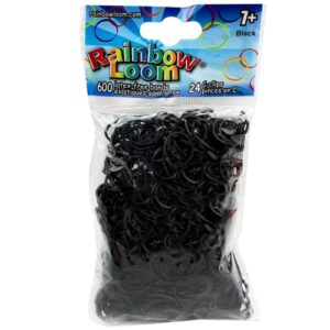 rainbow loom® black rubber bands with 24 c-clips (600 count)