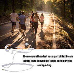 Hakeeta Single Earbud, Ear-Hook Earphone, Wired Earpiece, with Microphone, 1.2M, Spiral air Transparent Tube, in Ear, Lightweight, Monaural, Comfortable, 3.5mm, for Security Sport Hotels