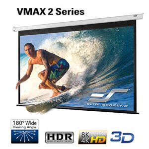 Elite Screens VMAX2, 120-inch 16:9, Wall Ceiling Electric Motorized Drop Down HD Projection Projector Screen, VMAX120XWH2