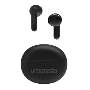 urbanista austin true wireless earbuds, bluetooth 5.3 in ear ipx4 headphones with dual microphones, 20 hr playtime, wireless ear buds with touch controls, tws usb c charging case, midnight black