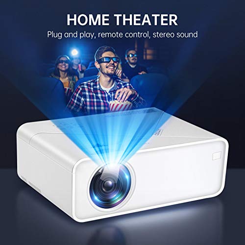 VIMGO Mini WiFi Projector, 7800Lux Portable Projector Full HD 1080P Supported for Outdoor Movies, 200" Display Synchronized Smartphone Screen Compatible with TV Stick/USB/HDMI/VGA/PS5/VGA(UNO V1)