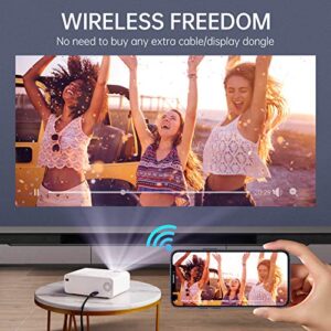 VIMGO Mini WiFi Projector, 7800Lux Portable Projector Full HD 1080P Supported for Outdoor Movies, 200" Display Synchronized Smartphone Screen Compatible with TV Stick/USB/HDMI/VGA/PS5/VGA(UNO V1)