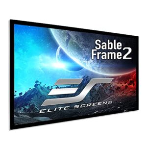elite screens sable frame 2 series, 180-inch diagonal 16:9, active 3d 4k ultra hd ready fixed frame home theater movie office presentations indoor front projection projector screen, er180wh2, black