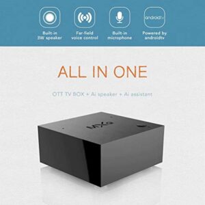 MXQ TV Cube Android 7.1 ATV TV Box with Build-in AI Speaker AI Assistant S905W Quard-core 2G+16G 4K up to 60fps T2R2 WiFi 2.4GHz/5GHz BT 4.2 Voice Control Smart TV Media Player for Home Entertainment