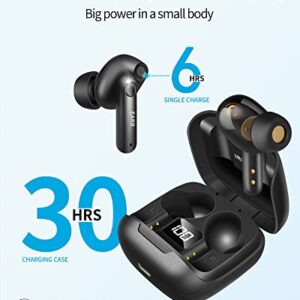 EARB Bluetooth Headphones Wireless Earbuds with 4 Speakers Hi-Res Audio Earphones 30H Playtime with Charging Case and LED Display Touch Control Waterproof in-Ear Headset USB-C for Sports Work Game