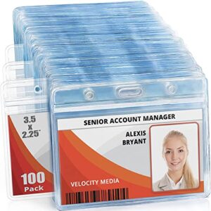 mifflin-usa horizontal id name badge holder (clear, 3.5×2.25 inches, 100 pack), waterproof and resealable plastic card holders