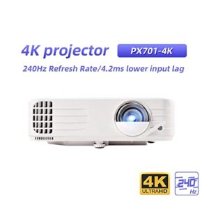 4K Projector 3840x2160 240Hz Refresh Rate 3D HDR Video Beamer Cinema Compatible with Home Theater PX701-4K (Color : PX701 4K, Size : EU Plug)