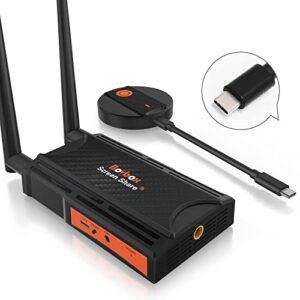 wireless hdmi transmitter and receiver, ultra hd wireless type c hdmi transmitter, support 5.8g video/audio player streaming video/audio from usb type-c laptop, pc, phone to hdtv/projector/monitor