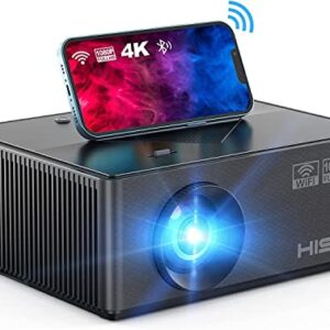 HISION 5G WiFi Bluetooth Projector Native 1080P Movie Projector 4K Support Oudoor Mini Projector for iPhone Home LED TV Projector Compatible with TV Stick Laptop Tablet PC HDMI USB TF DVD