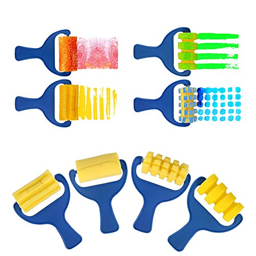 EVNEED Paint Sponges for Kids,29 pcs of Fun Paint Brushes for Toddlers.Coming with Sponge Brush, Flower Pattern Brush, Brush Set, Long Sleeve Waterproof Apron with 3 Roomy Pockets