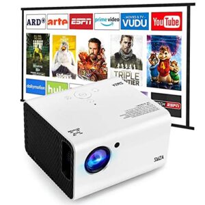 portable projector,swza native 1080p projector for home theater/outdoor movie,video projector compatible tv stick,hdmi,usb,smartphone[100”screen included]