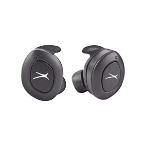 altec lansing true evo+ truly wireless earphones, 4 hours of battery life, receive up to 4 charges on the go, access siri or google voice assistant via bluetooth through your smartphone, mzx659-blk
