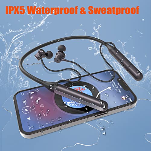 Pianogic Neckband Bluetooth Headphones, Wireless Bluetooth Earbuds with 15 Hours Playtime, Foldable & Lightweight Build, IPX6 Waterproof Magnetic Earphones with Crystal Clear Calls for Sports Office