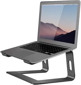 orionstar laptop stand portable aluminum laptop riser compatible with apple mac macbook air pro 10 to 15.6 inch notebook computer, detachable ergonomic elevator holder, black
