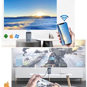 WiFi Projector Home Cinema Wireless 1080P Movie Projectors for iOS & Android, 7000 Lumens Full HD Indoor Outdoor Gaming Projector, Compatible with Airplay, Smartphone, TV Stick, HDMI, USB, PS5